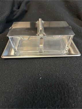 Vintage Wagenfeld WMF Bauhaus Double Condiment Containe: Stainless Steel & Glass